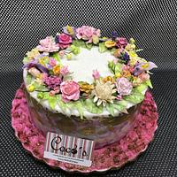 Flowers fondant cake