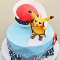 Pikachu Pokemon winter cake