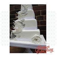 Silver Birds Wedding Cake