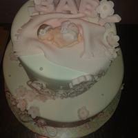 Soft Pink & White Baby Shower Cake