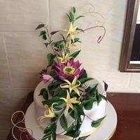 Sacred Lotus Arrangement - Decorated Cake by ritaknowles - CakesDecor