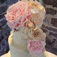 Tickety Boo - Pastel sugar flowers wedding cake