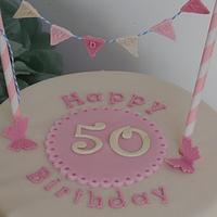 Vintage tea party 50th birthday cake
