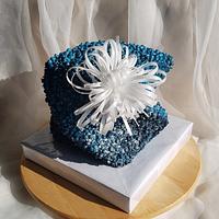 Blue & white twisted cake