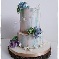 Wedding cake with succulents