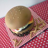 Cheeseburger & Fries birthday cake