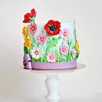 cake with wildflowers