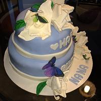 Gardenia and Butterfly Cake