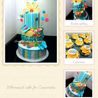 Butterfly and flowers cake