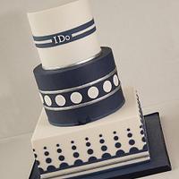 Ivory and Blue Wedding Cake