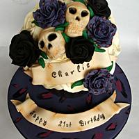 Hand Painted Leopard Print Skull & Roses Giant Cupcake