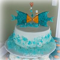 Sea Glass Wedding Cake and Cupcakes