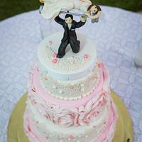 Ribbon Rose Wedding Cake