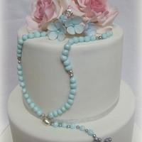 Pink and blue Christening Cake