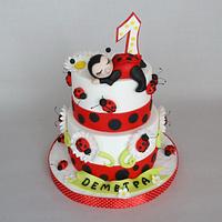 Four ladybug cakes for 1st birthday
