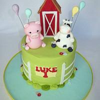 Pastel farm cakes for brother and sister