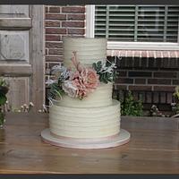 Wedding Cake - Rustic lined Swiss Meringue Buttercream 
