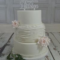 White Ruffle Rose Wedding Cake...x.