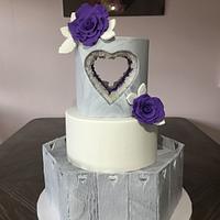 Carved out wedding cake 