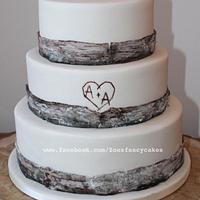 Tree bark theme wedding cake