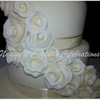 Ivory Rose Waterfall Wedding Cake