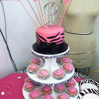 Zebra Cake with Cupcakes  