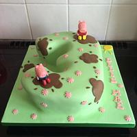 Peppa pig muddy puddles cake
