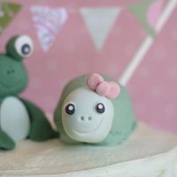 Green Frog and Turtle Birthday Cake
