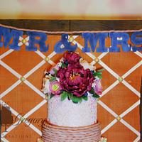 Rustic framed wedding cake