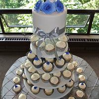 Blue Wedding Cake/Cupcakes