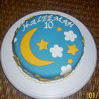  Moon Stars and Clouds Birthday Cake