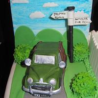 100th birthday 4 cakes in 1 , dancing,horse racing,morris minor, green bowls phew 