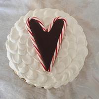 Candy Cane Heart Christmas Cake