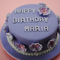 Purple chocolate cake with gumpaste flowers