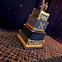 Black & gold birthday cake