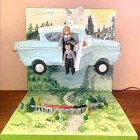 Flying Harry Potter car cake