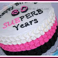 Pink White Black Birthday Cake