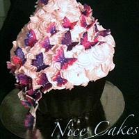 Giant cupcake with handpainted fondant butterflies