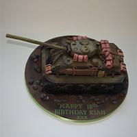 The M4A3E8 Fury tank birthday cake