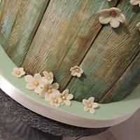 Vintage Wood & Roses Engagement Cake