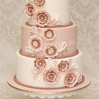 Fabric Flower Inspired Wedding Cake