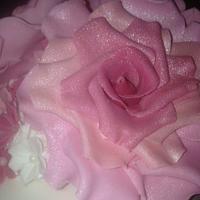 Navy & Pink Lace Wedding Cake