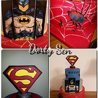 Spiderman-Batman-Superman cake