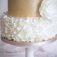 Lace & Ruffle Wedding Cake by Mericakes