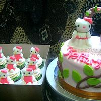 Hello kitty christening cake and cupcakes