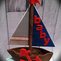 Nautical themed baby shower cake