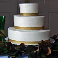 Buttercream and gold wedding cake