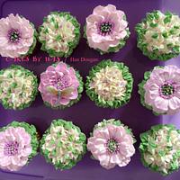 Buttercream flowers  with dargonfly .
