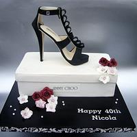 Jimmy Choo shoe with cake shoe box