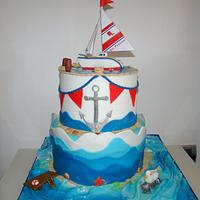 Boat cake, sea and beach 